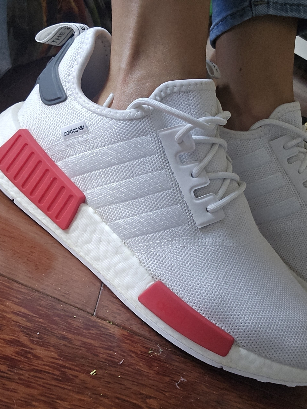 adidas Men’s White NMD with Red Accents
